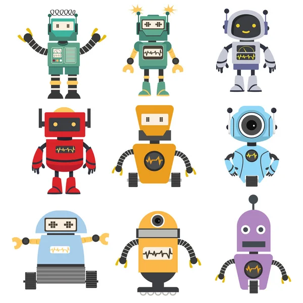Robot karakter koleksiyonu Düz tasarım 