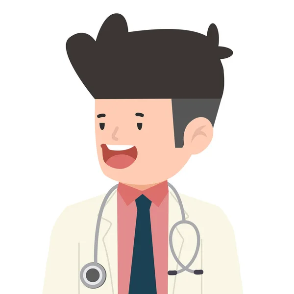 Jonge Man Dokter Platte Cartoon — Stockvector