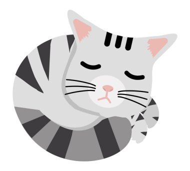 Tatlı uyuyan kedi çizgi film vektörü