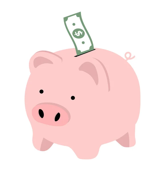 Piggy Bank Dollars Savings Concept — Archivo Imágenes Vectoriales