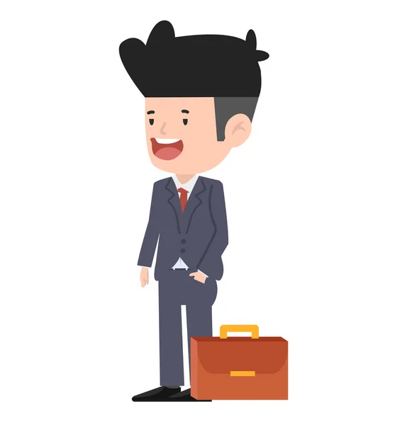 Cute Business Man Office Style Smart Suit — Vetor de Stock