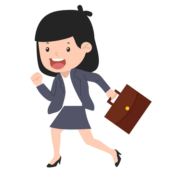 Business Woman Briefcase Running Fast — Vetor de Stock