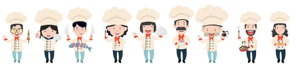 Chef Different Cooking Character Set — 图库矢量图片