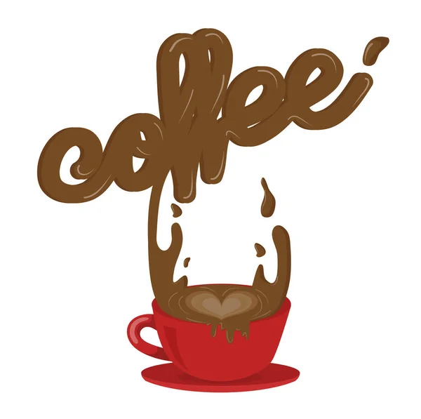 Cute Coffee Cup Splashing Text — Stockvektor