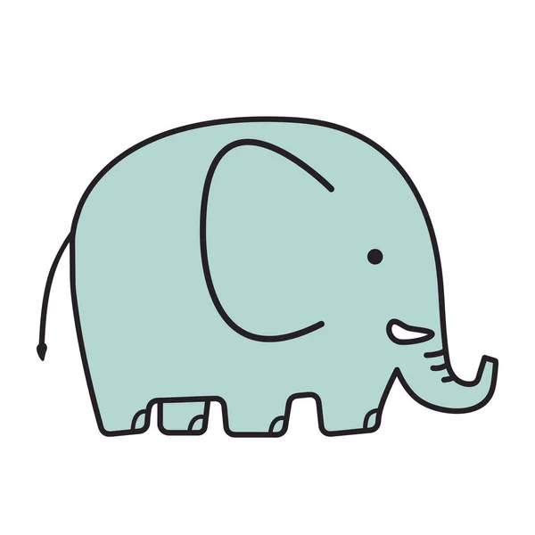 Cute Big Elephant Doodle Cartoon — Image vectorielle