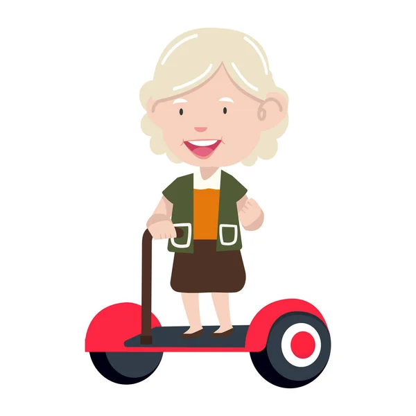 Old Woman Hoverboard Vector — ストックベクタ