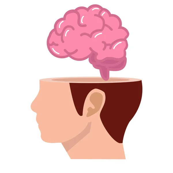 Cerebro Cabeza Humana Pensar Vector Diseño — Vector de stock