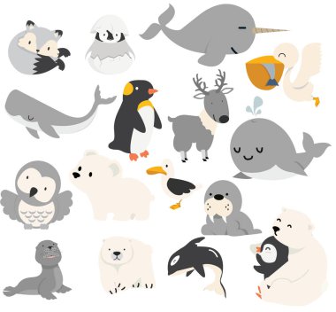 Çizgi film Kuzey Kutup hayvanları koleksiyonu