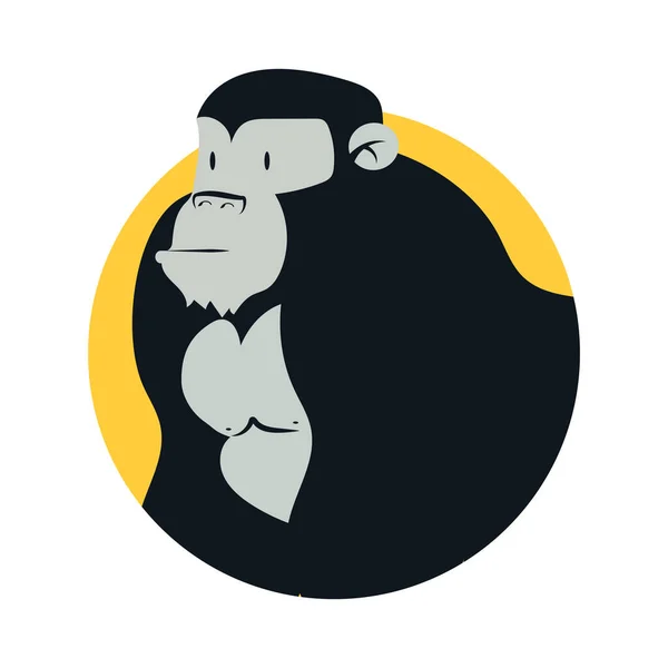 Roztomilý Gorilla Znak Logo Design — Stockový vektor