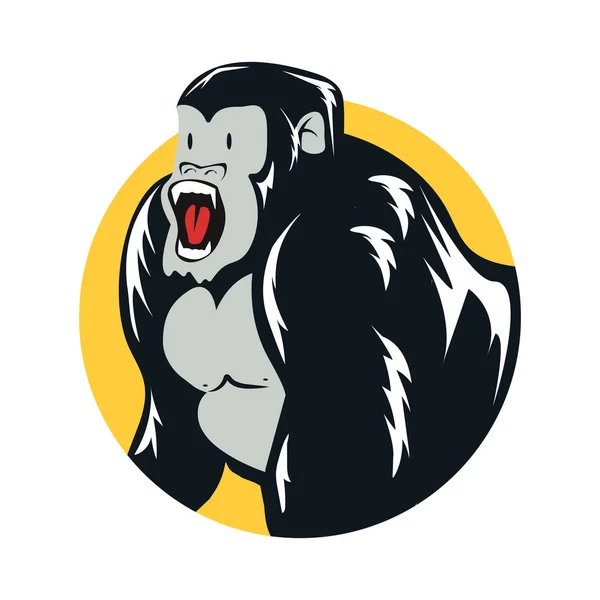 Bonito Gorila Personagem Ícone Logotipo — Vetor de Stock