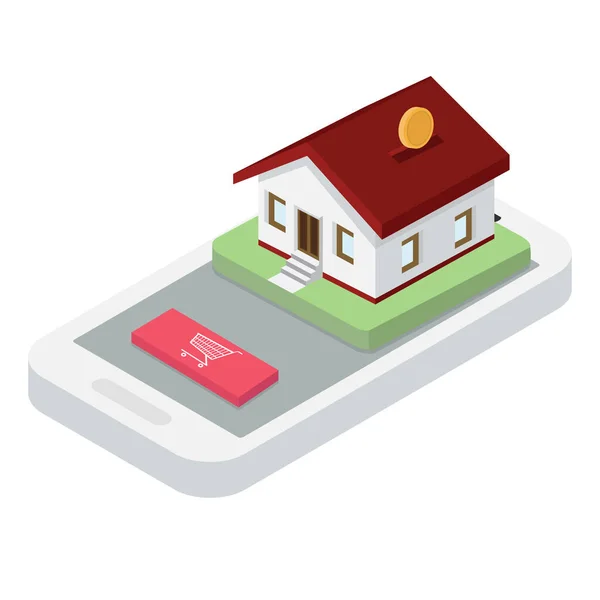 Shop House Mobile Phone Concept — Image vectorielle