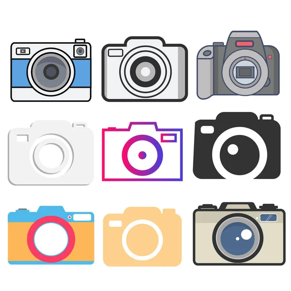 Camera Icon Symbol Flat Style Set — стоковый вектор