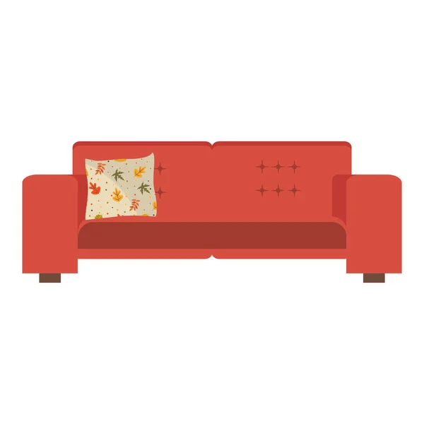 Comfortable Red Modern Sofa Furniture Vector — 스톡 벡터