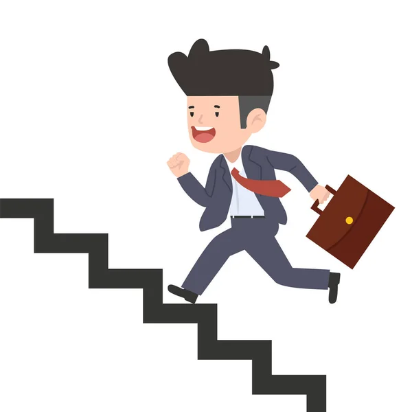 Businessman Run Stairs Cartoon — Διανυσματικό Αρχείο