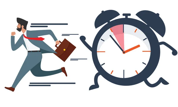 Businessman Running Run Deadline Alarm — Stockvector