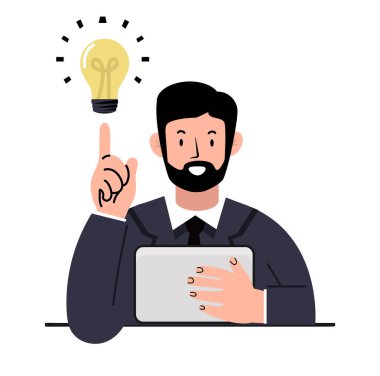 Business man thinks about idea