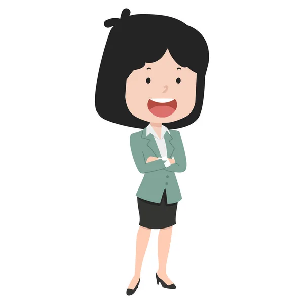Business Womanman Standing Crossed Arms — 스톡 벡터