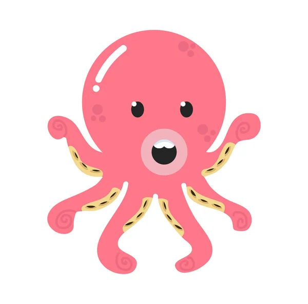 Cute Pink Little Squid Vector — Stockvektor