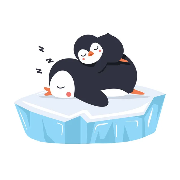 Penguins Sleep Ice Floe — Stock vektor