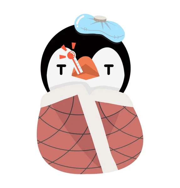 Penguin Little Blanket Cartoon — Image vectorielle