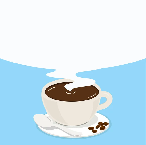 Горячая Белая Чашка Кофе Фасолью — стоковый вектор
