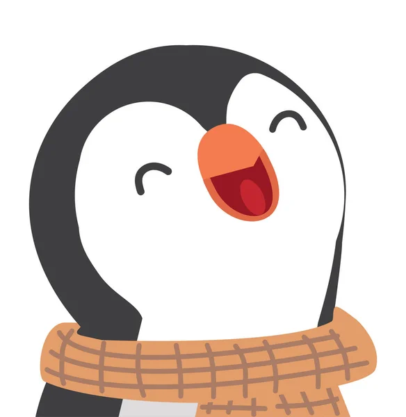 Cute Winter Head Penguin Scarf — Stockový vektor