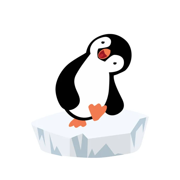 Penguin Ice Floe Cartoon — Vetor de Stock