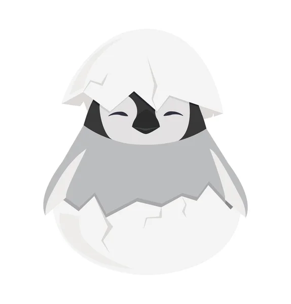Baby Pingvin Kläckts Ägg — Stock vektor