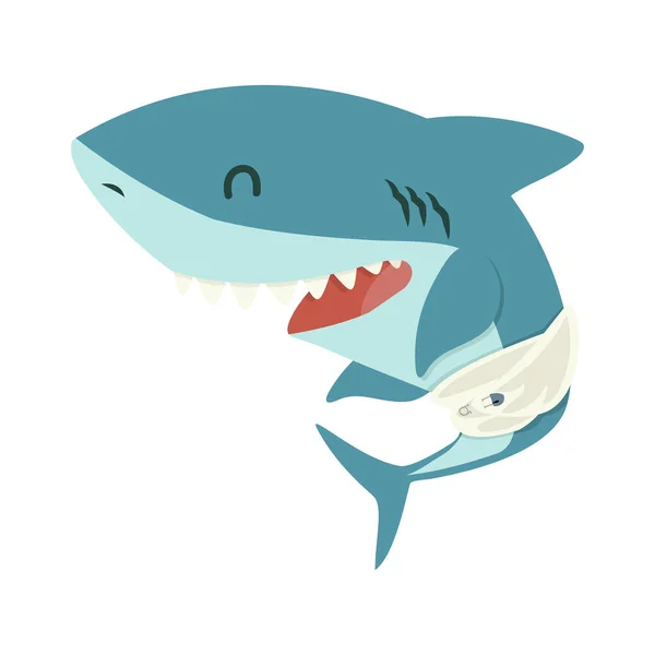 Cute Baby Shark Flat Icon — 스톡 벡터