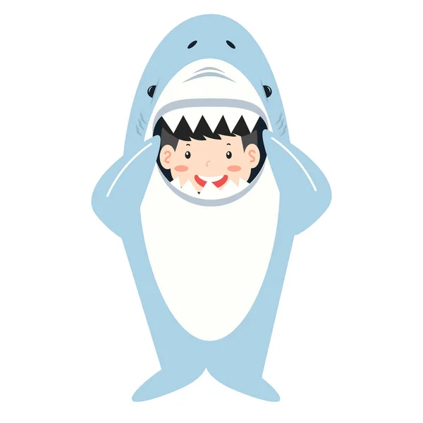 Cute Kid Wearing Shark Costume — Image vectorielle