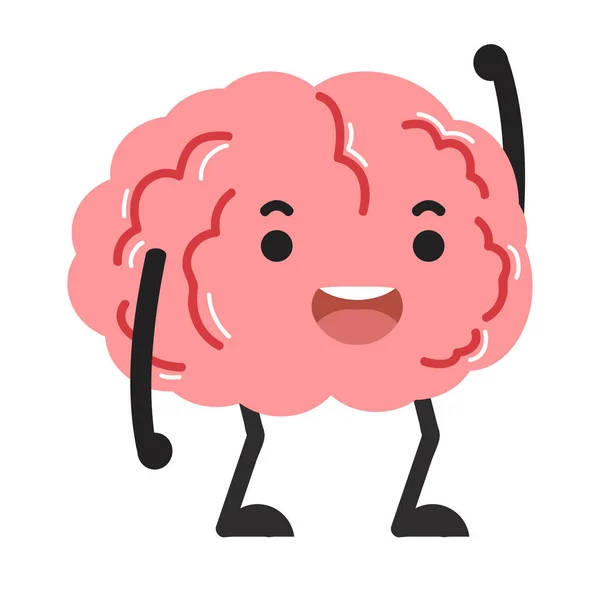 Happy Brain Cartoon Character Vector — Vector de stock