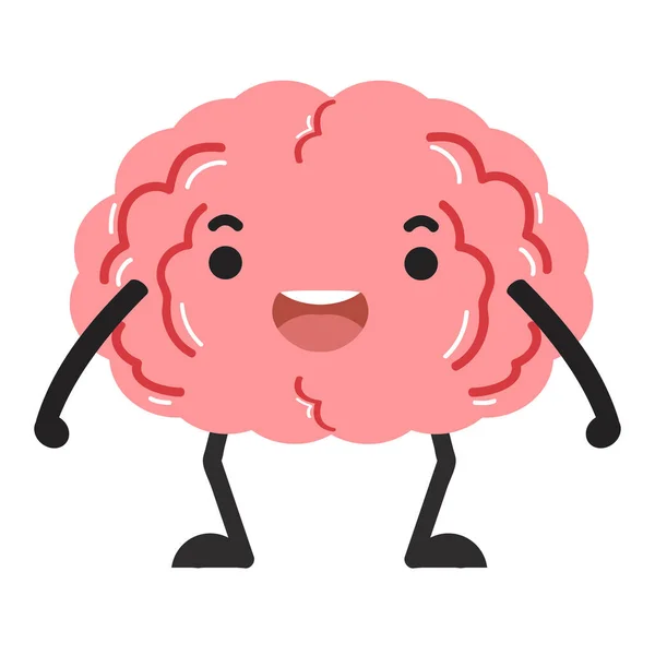 Brain Cartoon Character Happy Design — Vetor de Stock