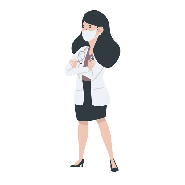 Female Doctor Poses Cartoon Character — Stockový vektor