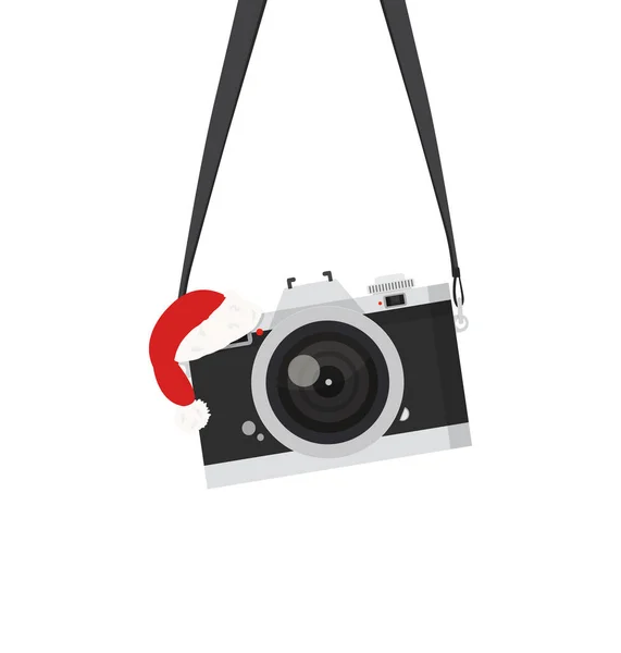 Camera Hanging Hat Christmas — Vector de stock