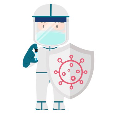 Doctor wearing PPE With vaccine and shield 