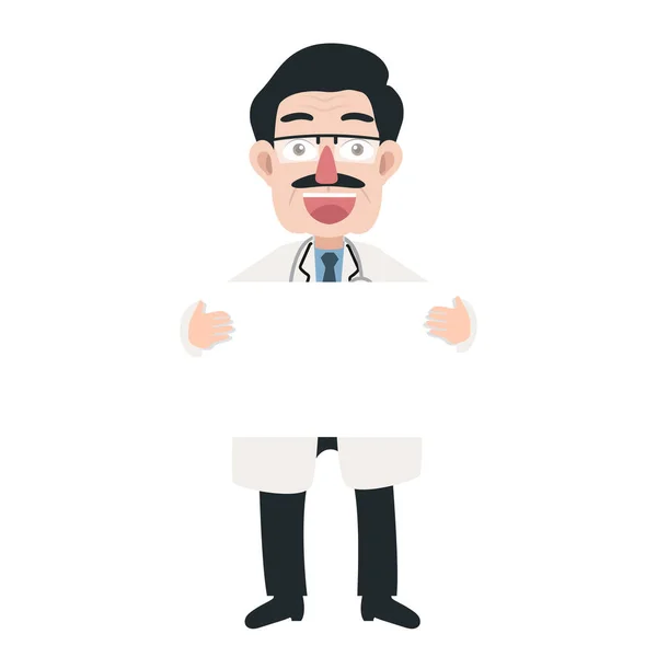 Man Doctor Holding Blank Sign Concept — Stock Vector