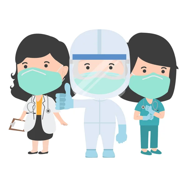 Doctors Staff Wearing Medical Masks — Stock Vector