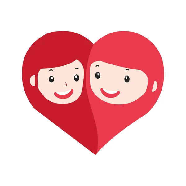 Άνδρας Και Γυναίκα Πρόσωπο Σύμβολο Καρδιάς — Διανυσματικό Αρχείο