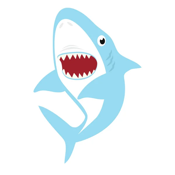 Cute Shark Open Mouth Cartoon — Stok Vektör