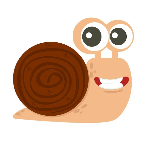 Cute Snail Smile Cartoon Character — Stockvektor