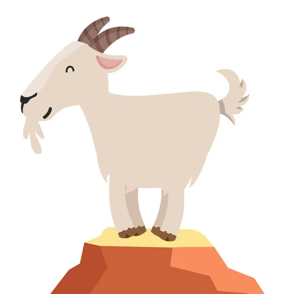 Cartoon Goat Top Mountain — Stock vektor