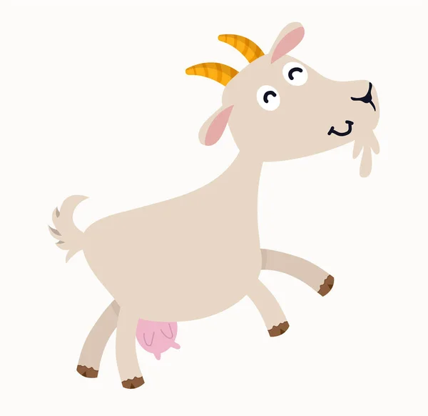 Happy Cartoon Goat Character Vector —  Vetores de Stock