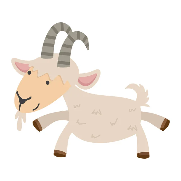 Goat Adorable Cartoon White Background —  Vetores de Stock