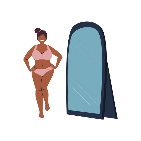 Women Looking Standing Front Mirror — Image vectorielle