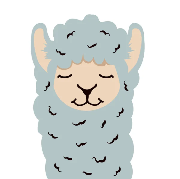 Cute Lama Alpaca Head Icon — Archivo Imágenes Vectoriales