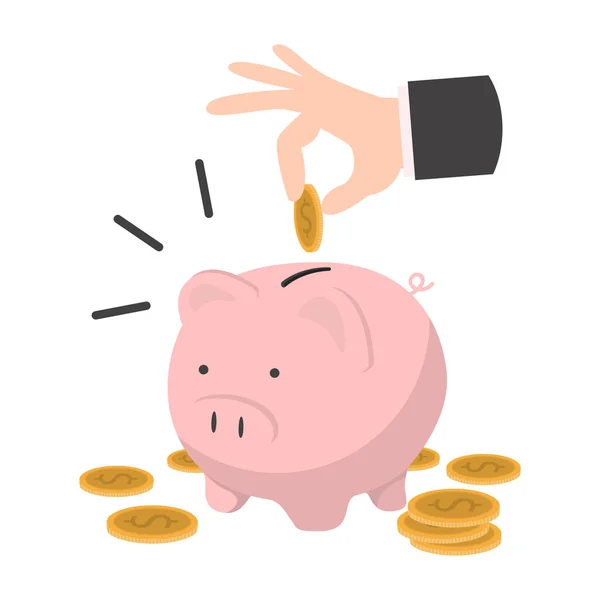 Hand Hold Coin Piggy Bank — Vector de stock