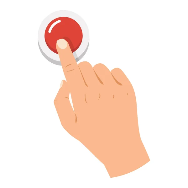 Hand Presses Red Button Vector — Stock Vector