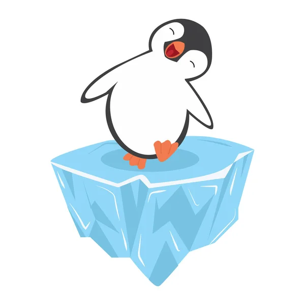 Penguin Happy Ice Floe Cartoon — 스톡 벡터