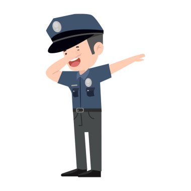 Erkek polis kesme hareketi yapıyor