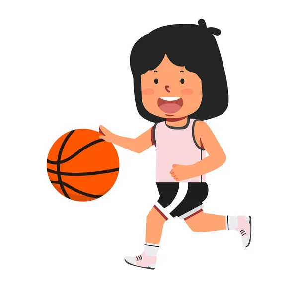 Девочка Играет Баскетбол — стоковый вектор